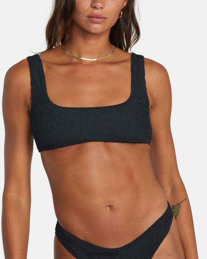 nadar RVCA mulheres top de biquíni bralette grooves preto N00F2H1089