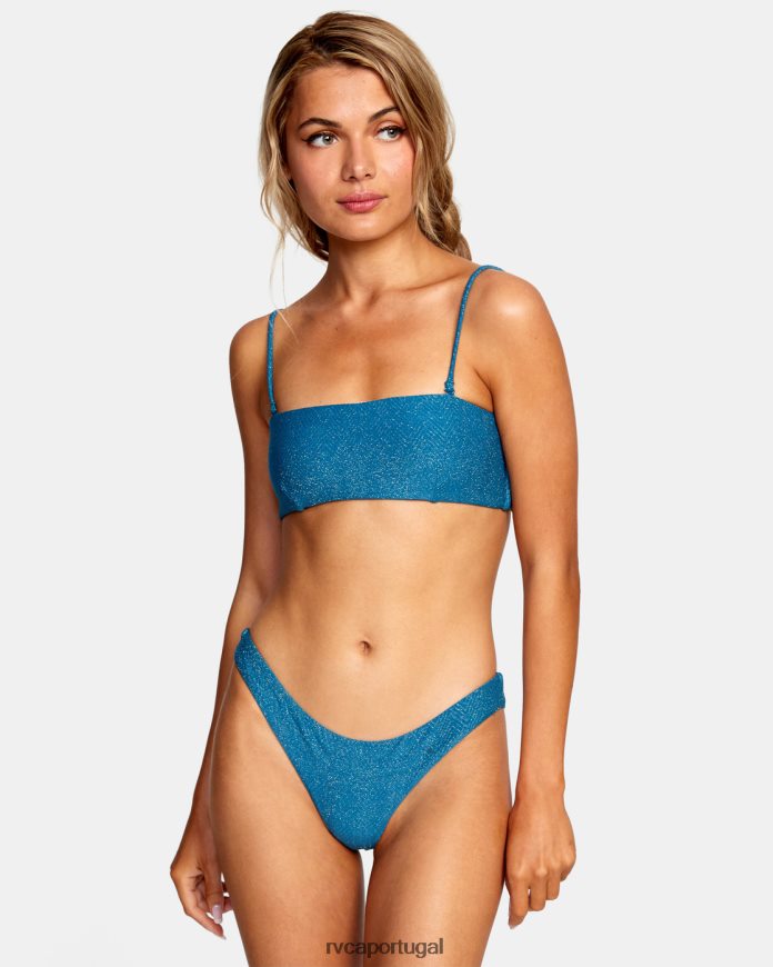 nadar RVCA mulheres top de biquíni cai-cai Brightside snorkel azul N00F2H1696