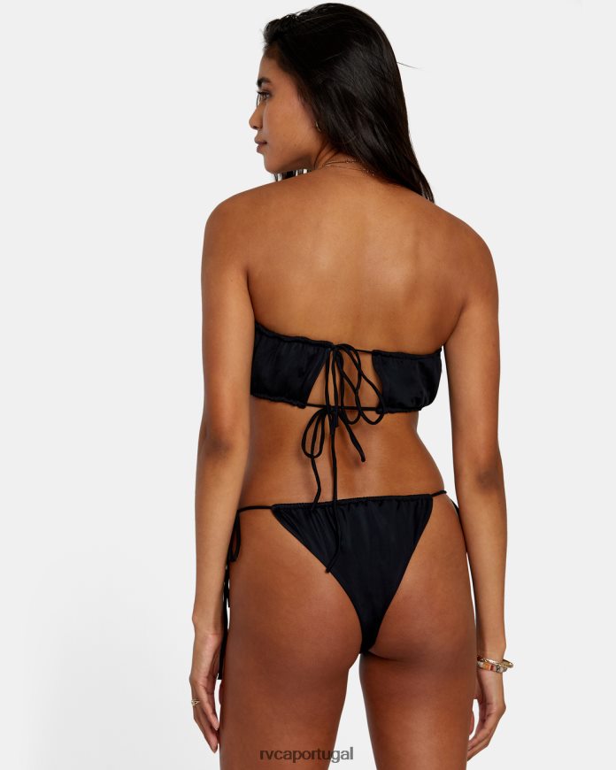 nadar RVCA mulheres top de biquíni cai-cai sólido de 2 vias preto N00F2H1307