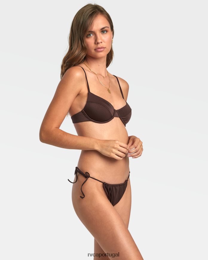 nadar RVCA mulheres top de biquíni com armação sólida e brilhante Java N00F2H1435