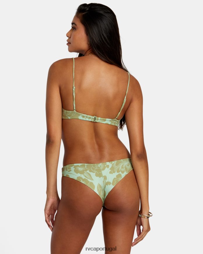 nadar RVCA mulheres top de biquíni com sutiã franzido de linhas finas espuma do mar N00F2H1139