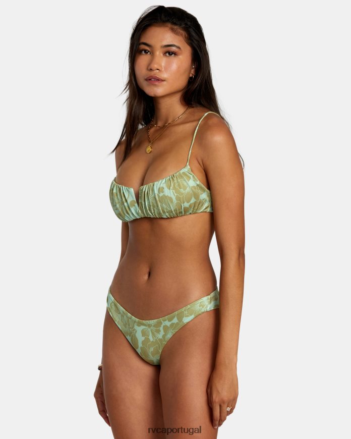 nadar RVCA mulheres top de biquíni com sutiã franzido de linhas finas espuma do mar N00F2H1139