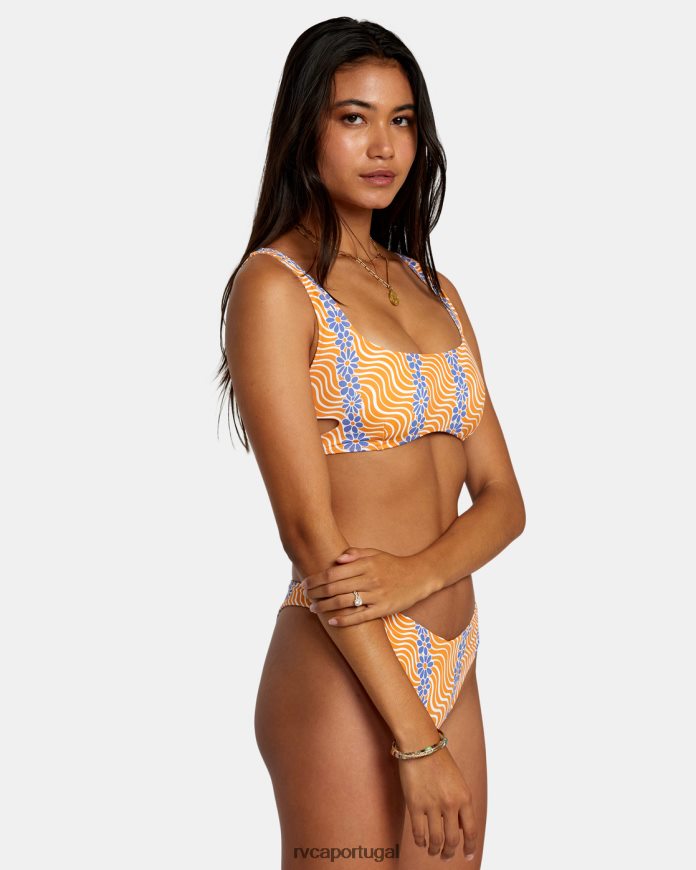 nadar RVCA mulheres top de biquíni com sutiã reversível micro magic tangerina N00F2H1164