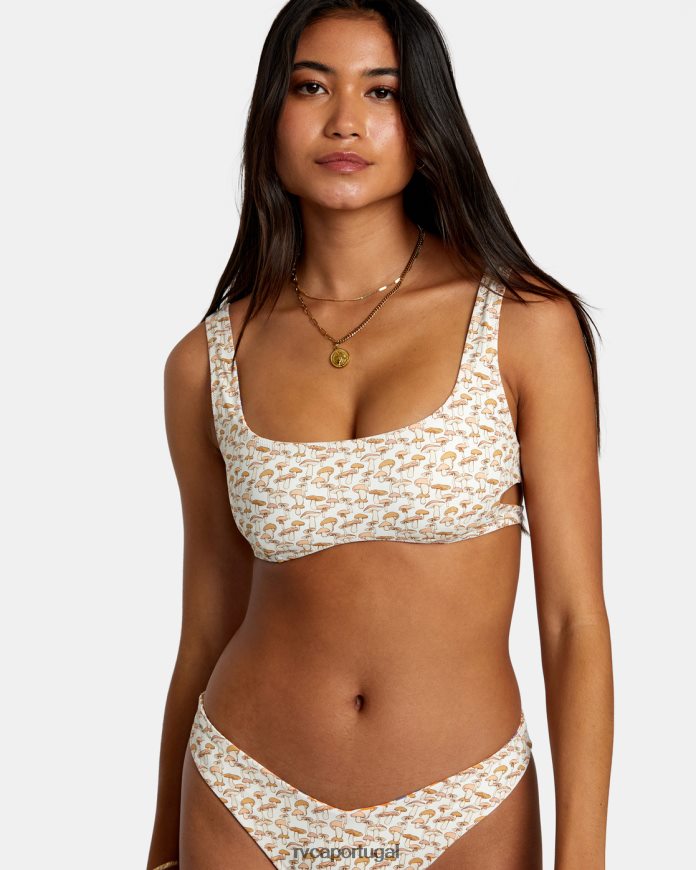 nadar RVCA mulheres top de biquíni com sutiã reversível micro magic tangerina N00F2H1164