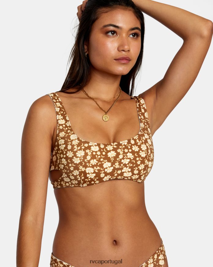 nadar RVCA mulheres top de biquíni com sutiã reversível micro magic xisto N00F2H1163