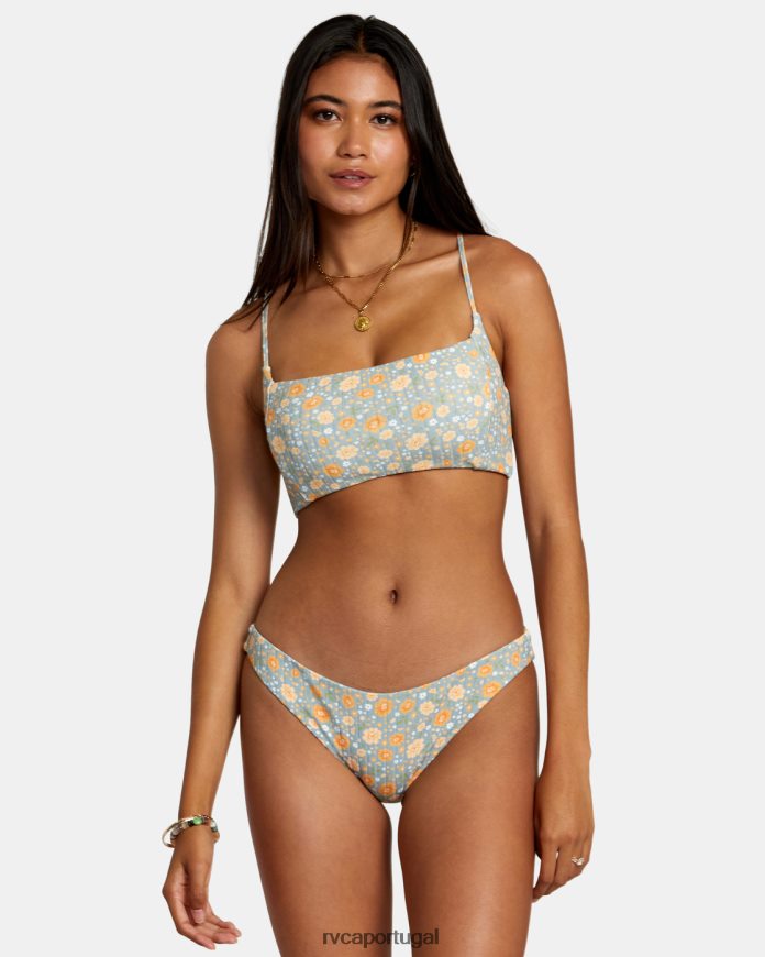 nadar RVCA mulheres top de biquíni crossback com costela da mãe xisto N00F2H1126