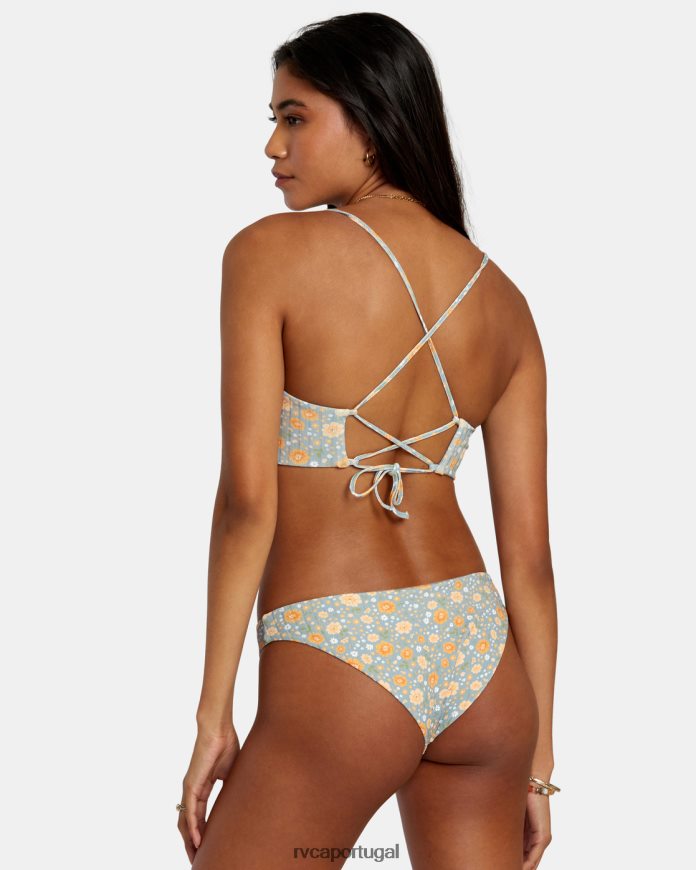 nadar RVCA mulheres top de biquíni crossback com costela da mãe xisto N00F2H1126