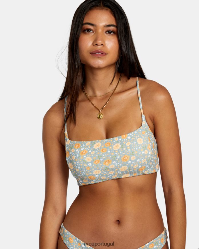 nadar RVCA mulheres top de biquíni crossback com costela da mãe xisto N00F2H1126