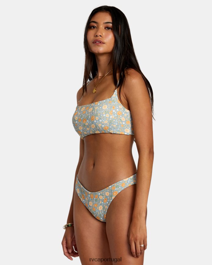 nadar RVCA mulheres top de biquíni crossback com costela da mãe xisto N00F2H1126