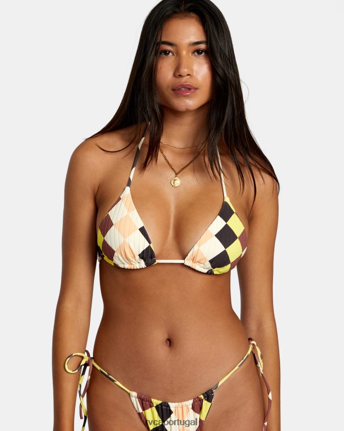 nadar RVCA mulheres top de biquíni triângulo greenpacha brisa frente única multi N00F2H1130