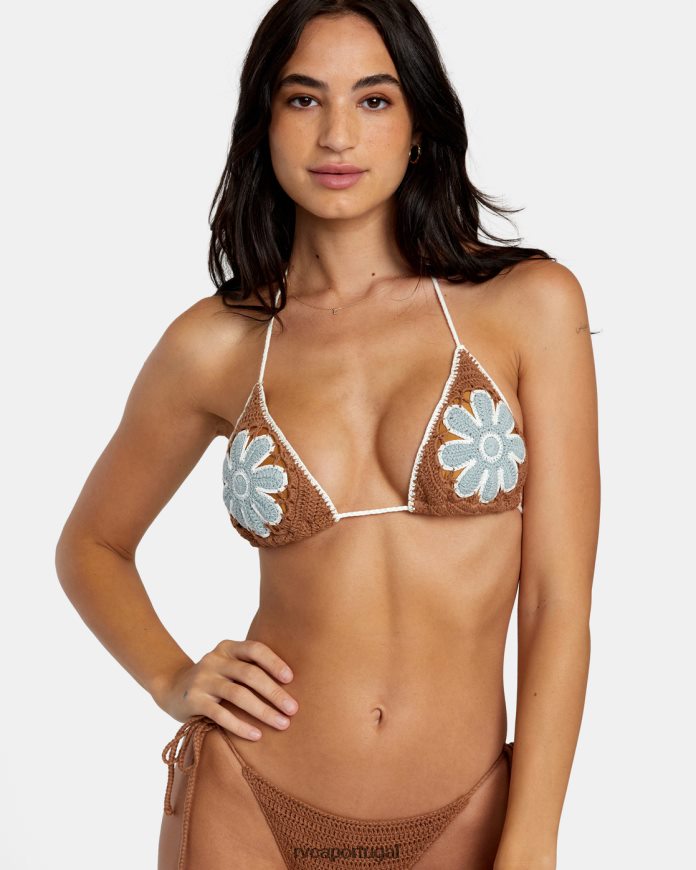 nadar RVCA mulheres top de biquíni triangular de crochê de algodão Siena N00F2H1159