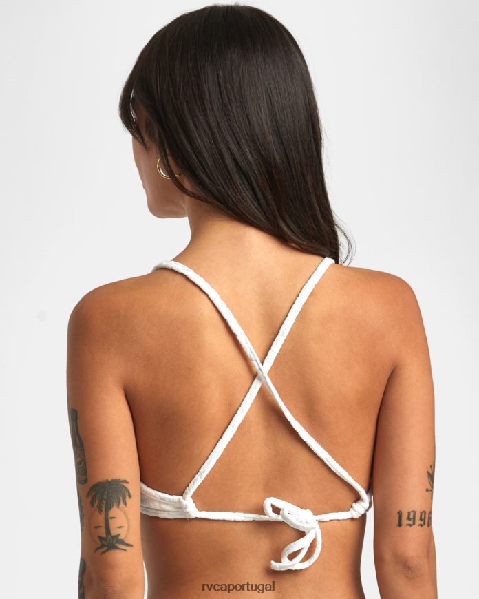 nadar RVCA mulheres top de biquíni triangular dolly crossback sussurrar branco N00F2H1393
