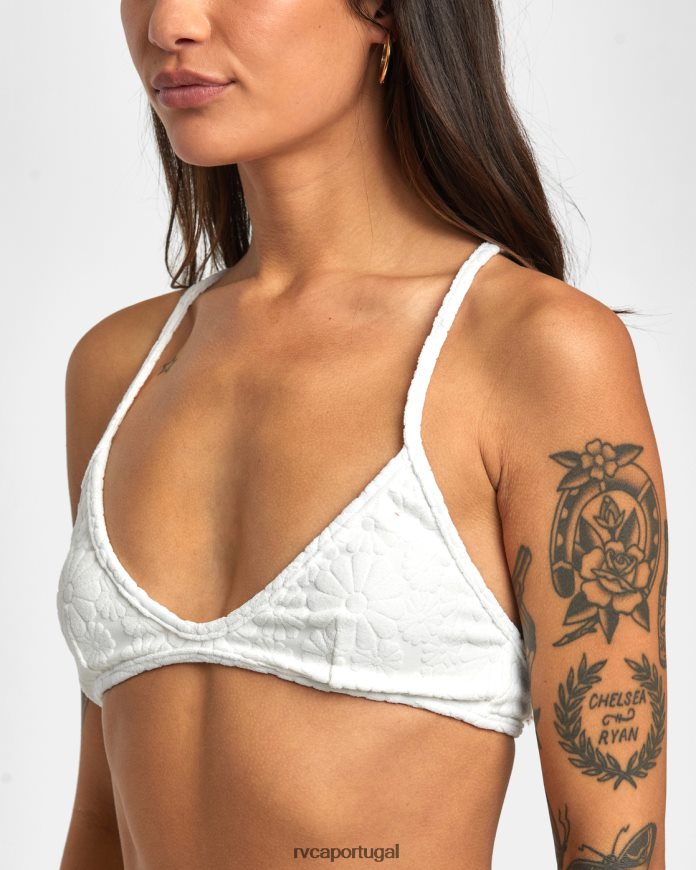 nadar RVCA mulheres top de biquíni triangular dolly crossback sussurrar branco N00F2H1393