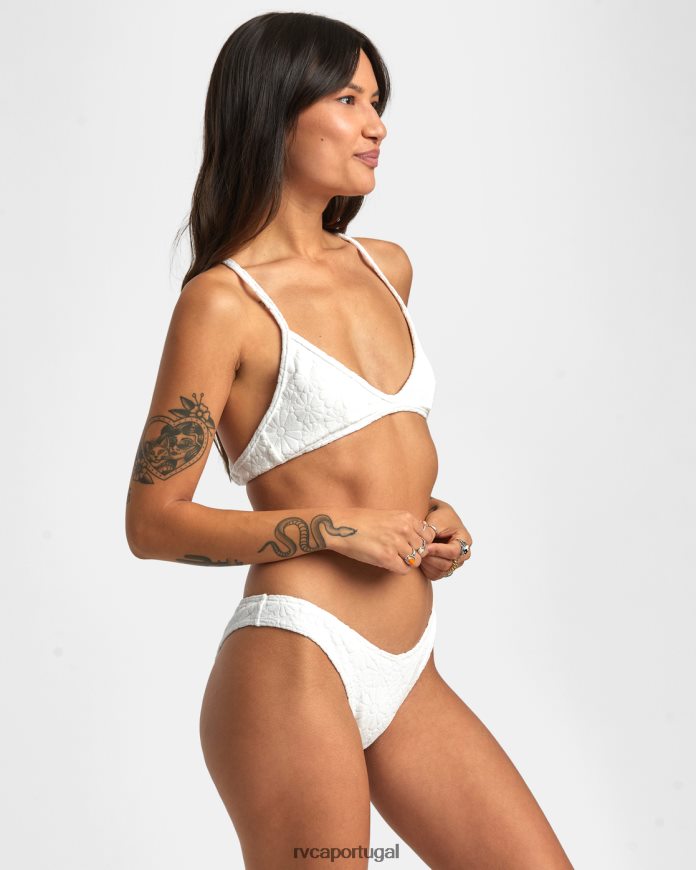 nadar RVCA mulheres top de biquíni triangular dolly crossback sussurrar branco N00F2H1393