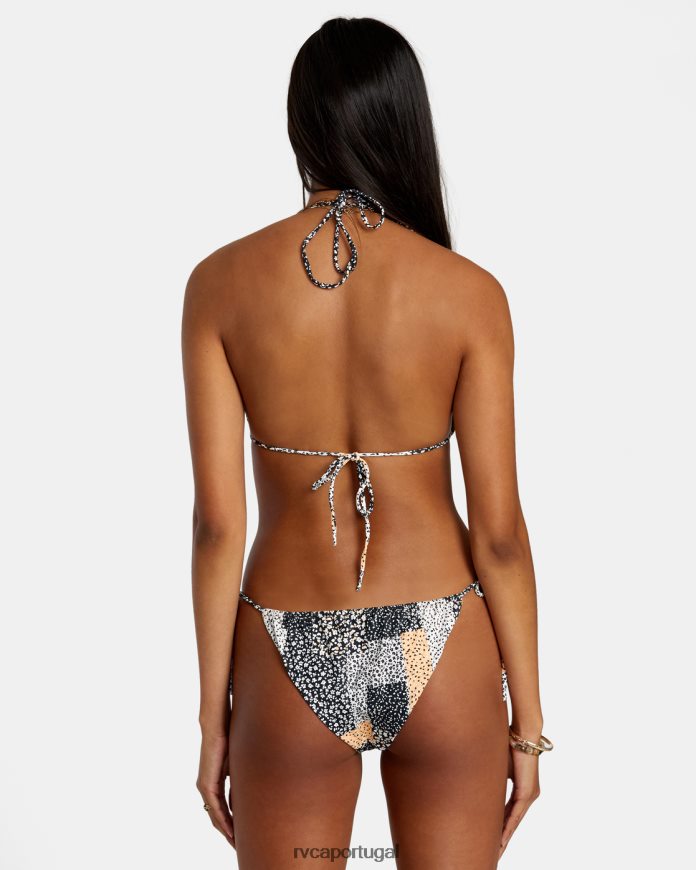 nadar RVCA mulheres top de biquíni triangular em patchwork multi N00F2H1216