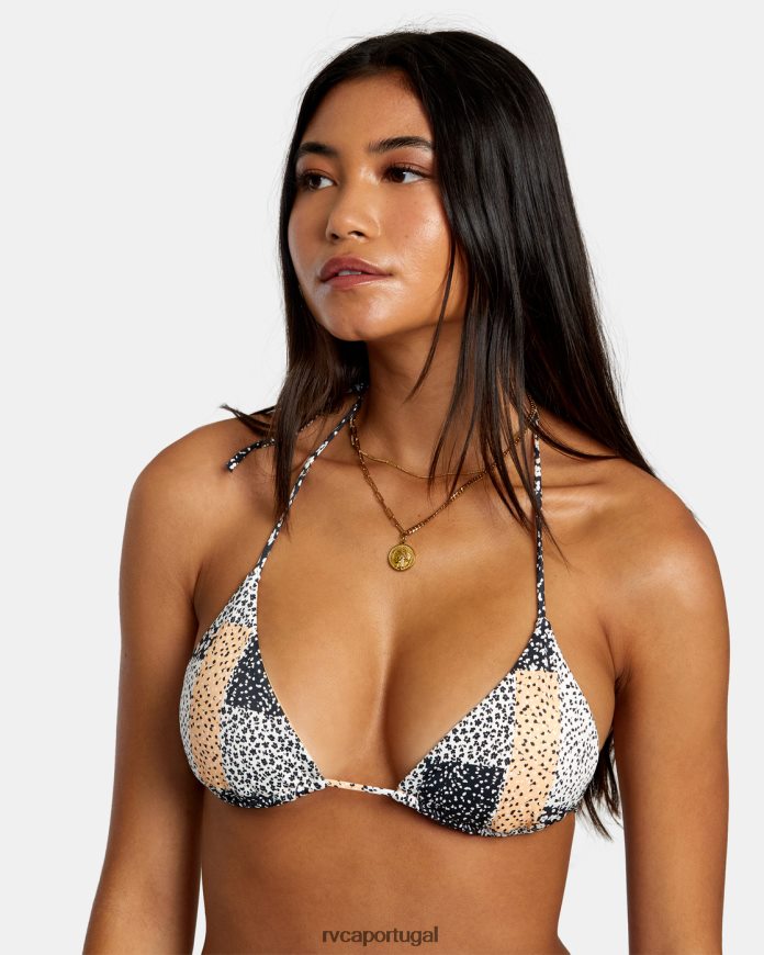 nadar RVCA mulheres top de biquíni triangular em patchwork multi N00F2H1216