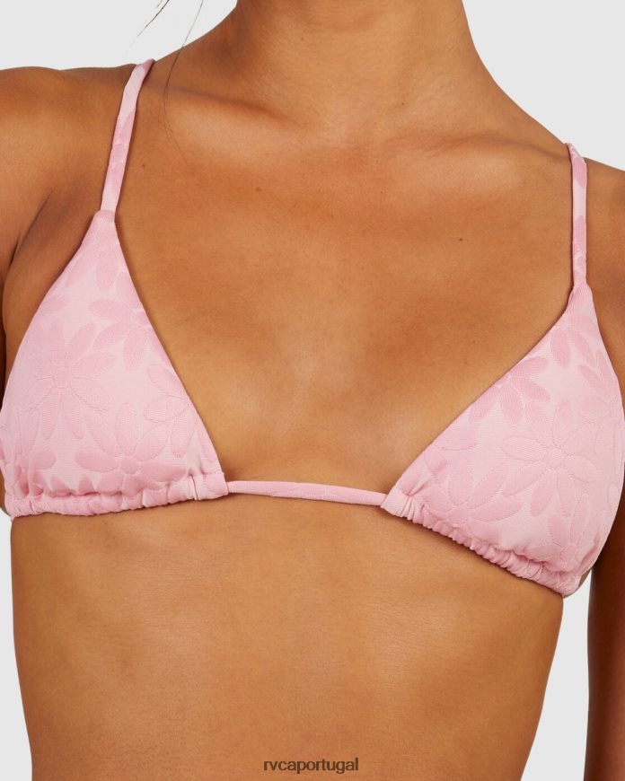 nadar RVCA mulheres top de biquíni triangular margarida slide mar rosa N00F2H1708