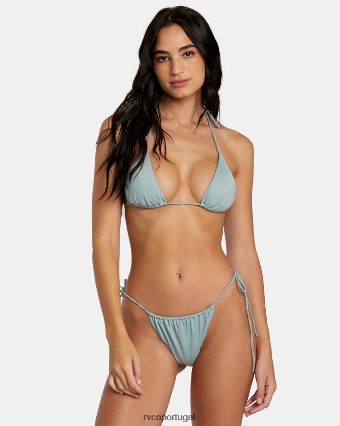 nadar RVCA mulheres top de biquíni triangular sólido frente única xisto N00F2H1099