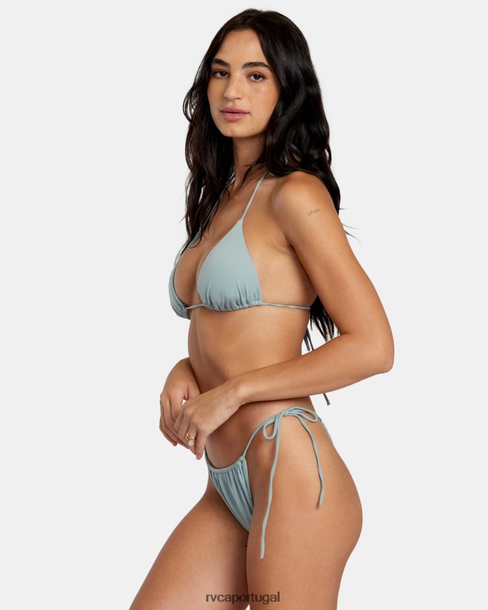 nadar RVCA mulheres top de biquíni triangular sólido frente única xisto N00F2H1099