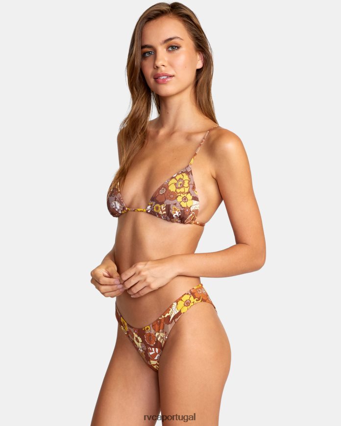 nadar RVCA mulheres top de biquíni triangular slide flor da terra multi N00F2H1497