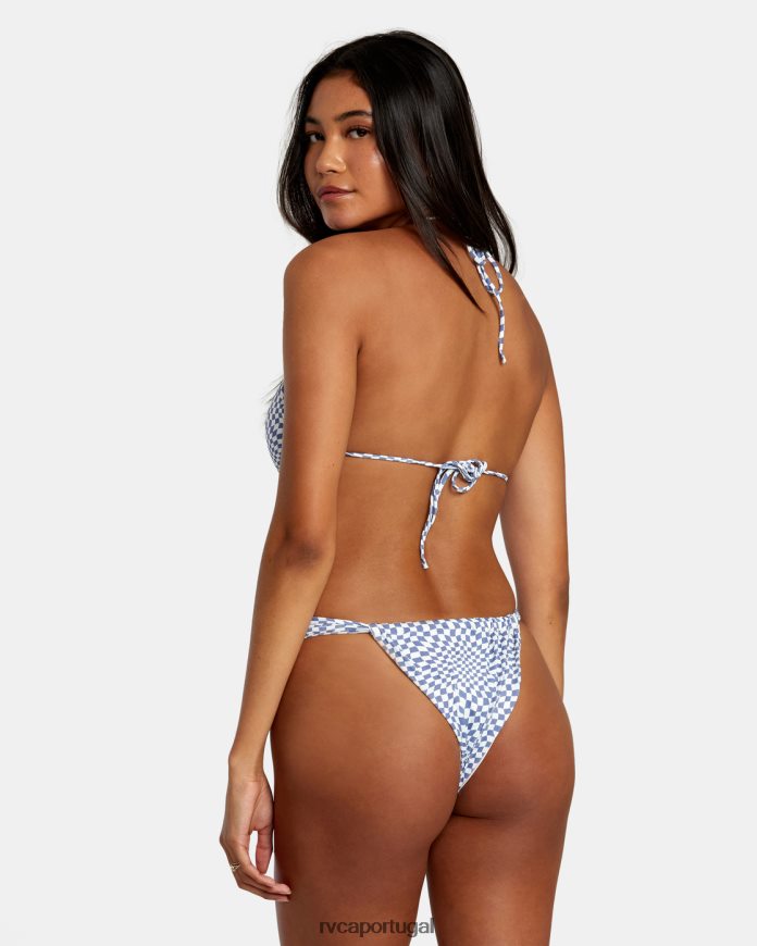nadar RVCA mulheres top de biquíni triangular swerve check costa N00F2H1167
