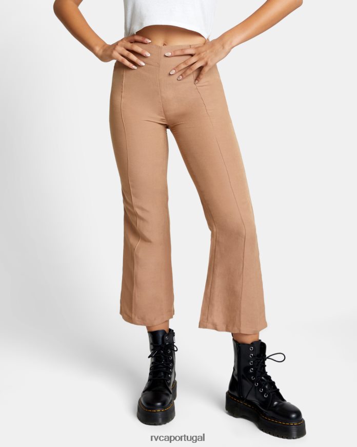 roupas RVCA mulheres calças de cintura alta madeira N00F2H1508