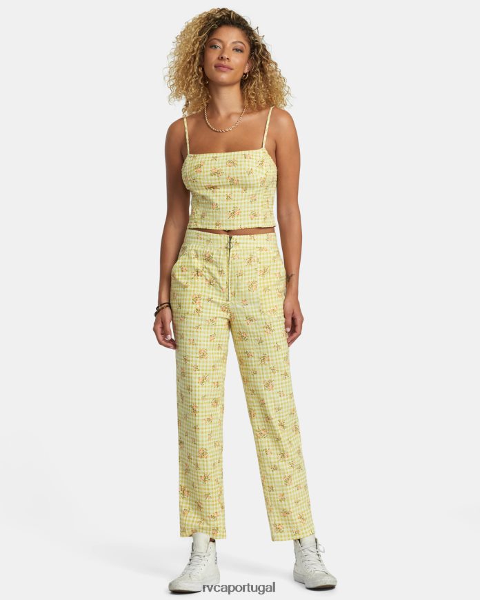 roupas RVCA mulheres em qualquer lugar calças seersucker dourado N00F2H1242