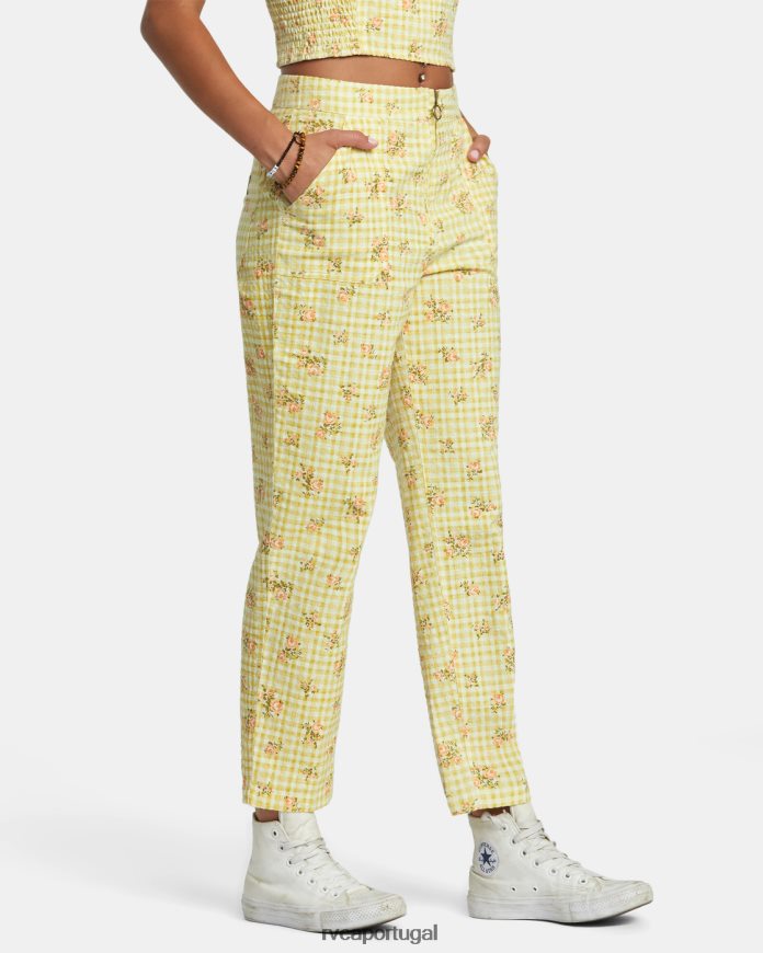 roupas RVCA mulheres em qualquer lugar calças seersucker dourado N00F2H1242
