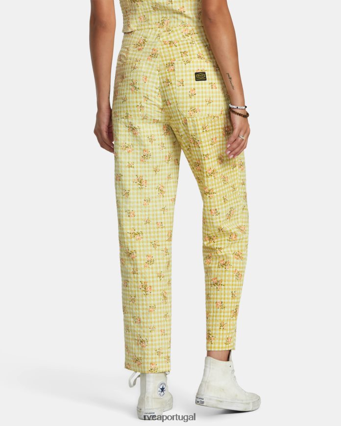 roupas RVCA mulheres em qualquer lugar calças seersucker dourado N00F2H1242