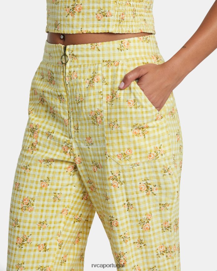 roupas RVCA mulheres em qualquer lugar calças seersucker dourado N00F2H1242