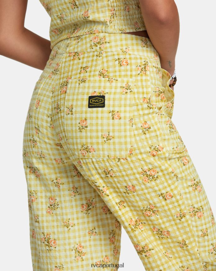 roupas RVCA mulheres em qualquer lugar calças seersucker dourado N00F2H1242