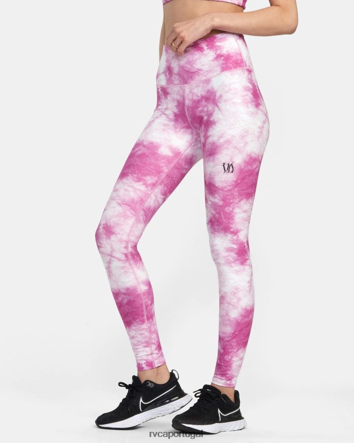 roupas RVCA mulheres legging cintura alta essencial thug rose rosa rosa N00F2H1388