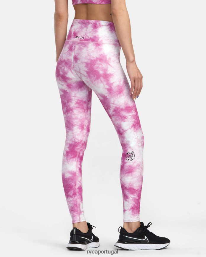 roupas RVCA mulheres legging cintura alta essencial thug rose rosa rosa N00F2H1388