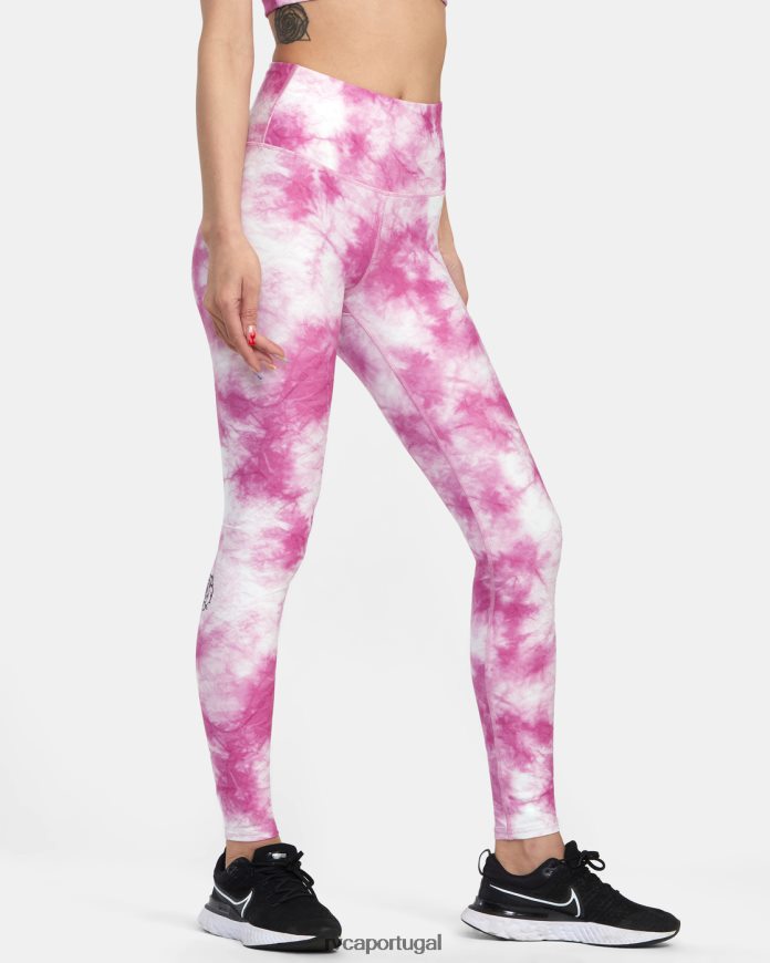 roupas RVCA mulheres legging cintura alta essencial thug rose rosa rosa N00F2H1388