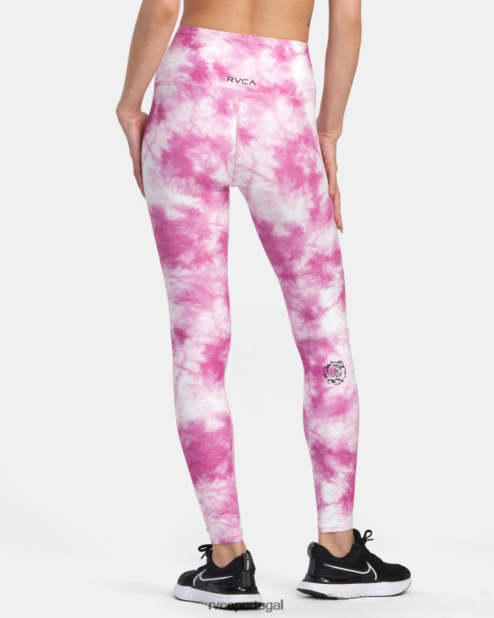 roupas RVCA mulheres legging cintura alta essencial thug rose rosa rosa N00F2H1388