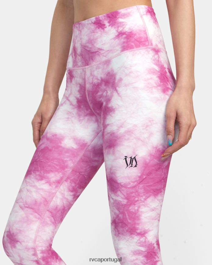 roupas RVCA mulheres legging cintura alta essencial thug rose rosa rosa N00F2H1388