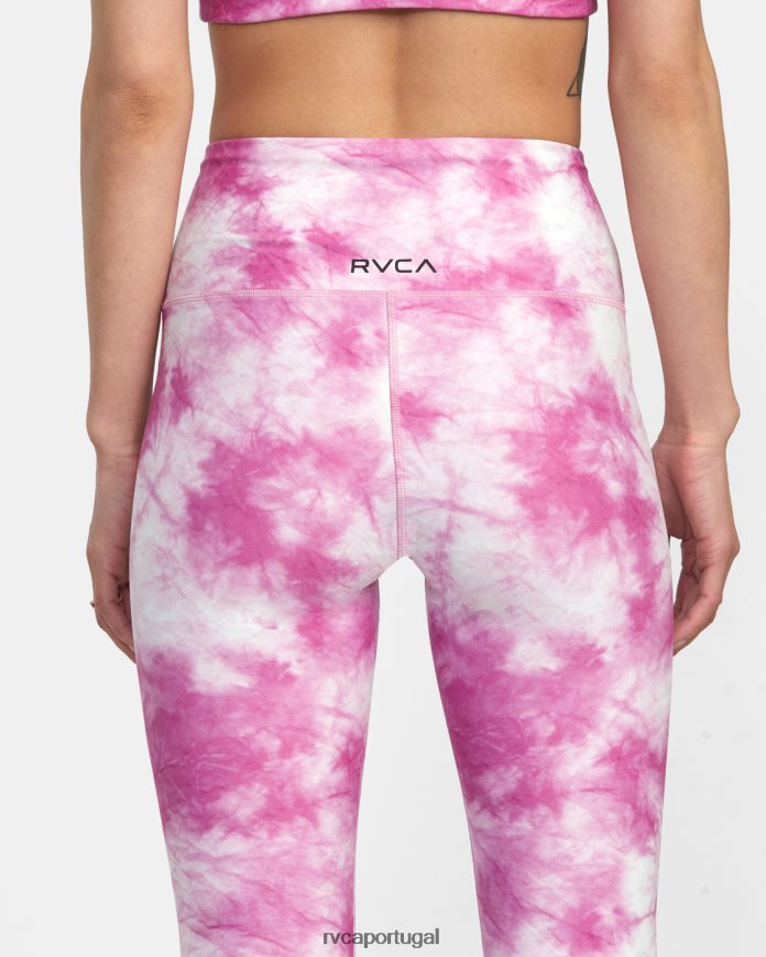 roupas RVCA mulheres legging cintura alta essencial thug rose rosa rosa N00F2H1388