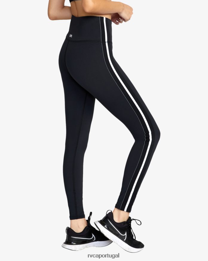 roupas RVCA mulheres leggings de treino laterais elásticas preto N00F2H1675