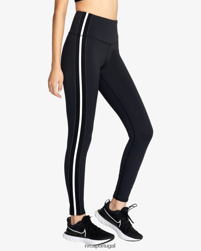 roupas RVCA mulheres leggings de treino laterais elásticas preto N00F2H1675