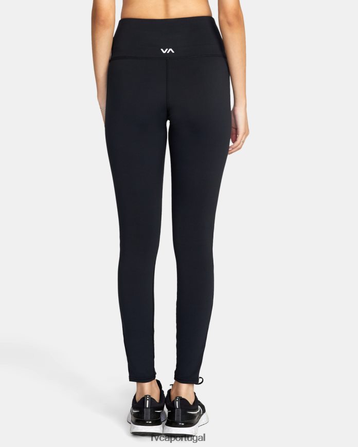 roupas RVCA mulheres leggings de treino laterais elásticas preto N00F2H1675