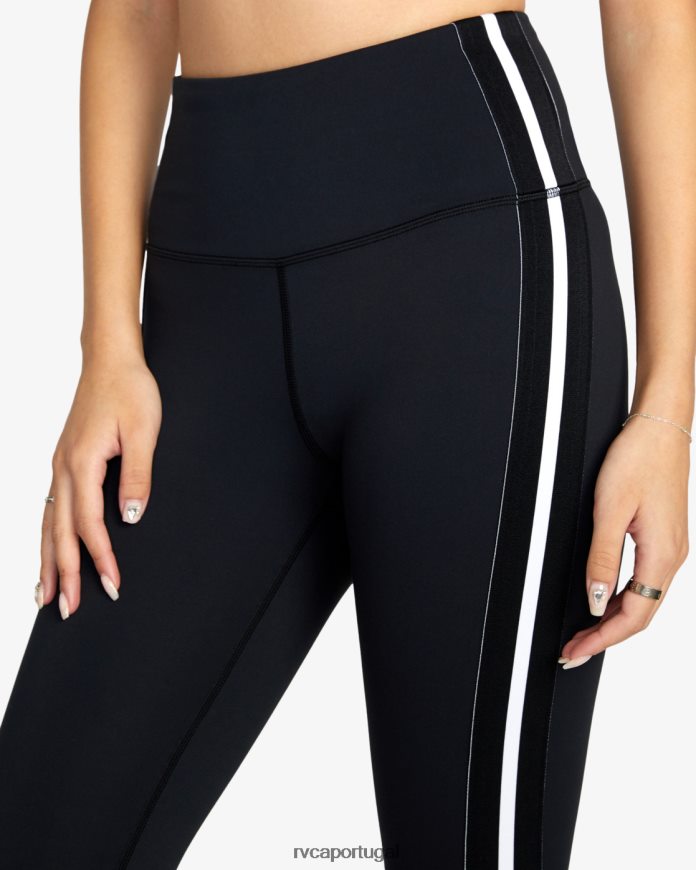 roupas RVCA mulheres leggings de treino laterais elásticas preto N00F2H1675