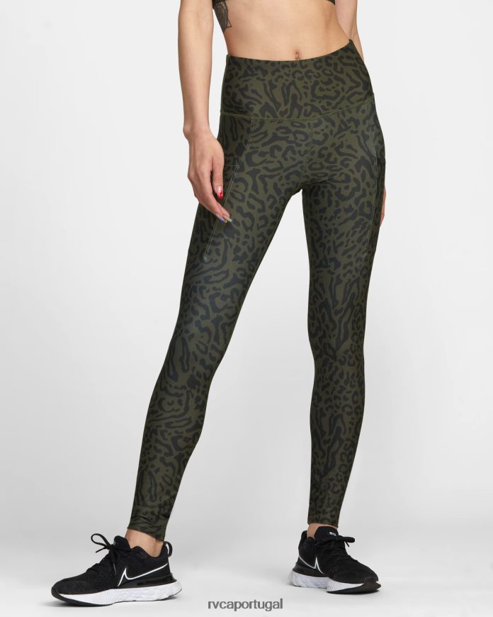 roupas RVCA mulheres leggings técnicas com bolso esportivo va azeitona animal N00F2H1579