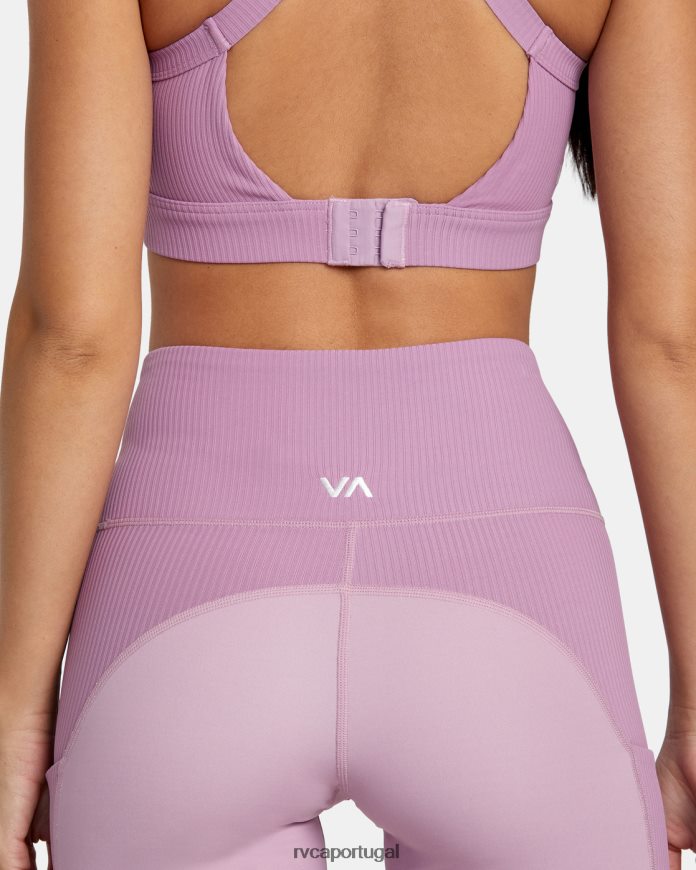 roupas RVCA mulheres leggings técnicas va sport rib block de cintura alta lilás N00F2H1107