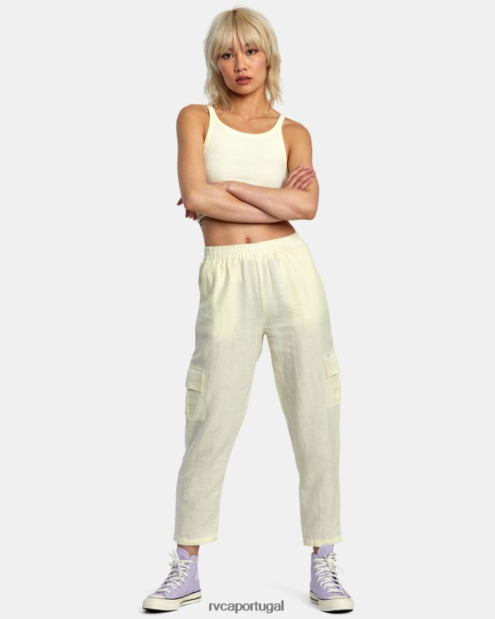 roupas RVCA mulheres novas calças cargo yume limão N00F2H1412