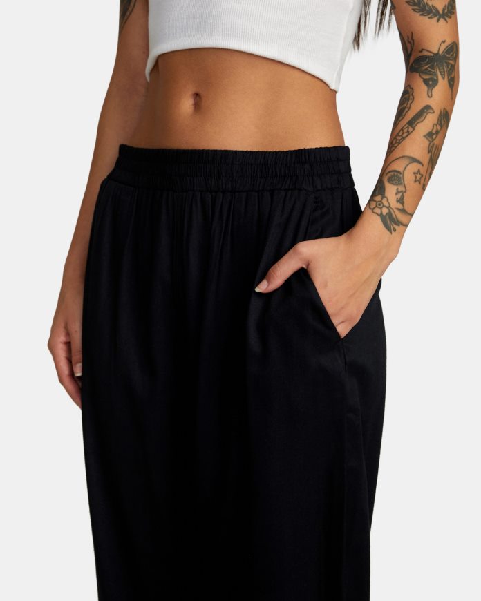 roupas RVCA mulheres novas calças de praia yume preto N00F2H1281