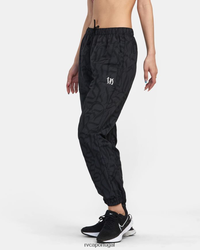 roupas RVCA mulheres thug rose calça jogger técnica preto N00F2H1411