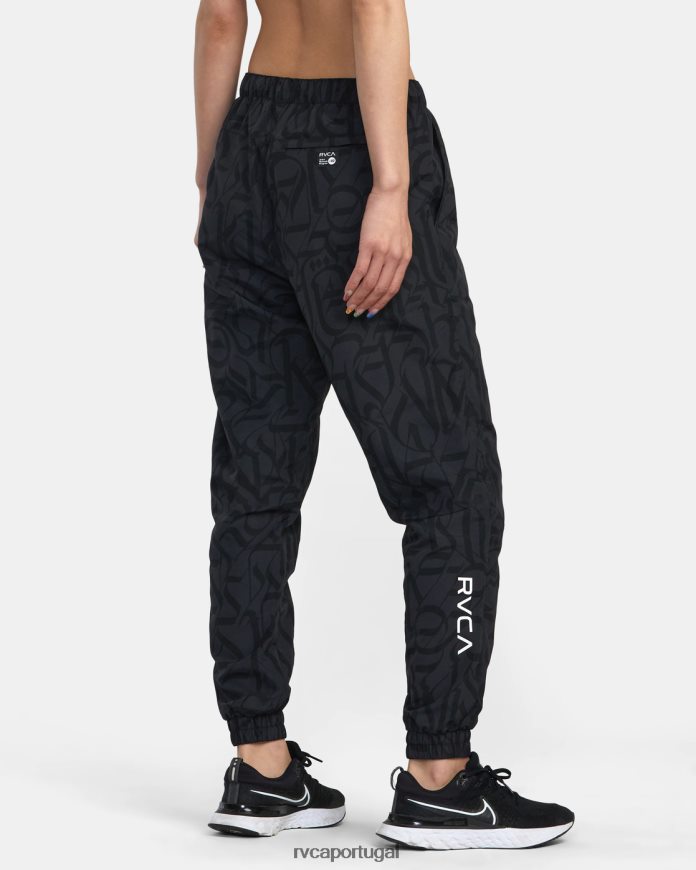 roupas RVCA mulheres thug rose calça jogger técnica preto N00F2H1411