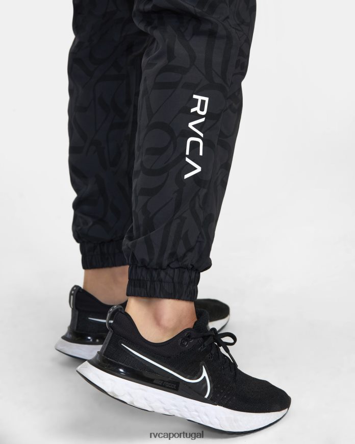 roupas RVCA mulheres thug rose calça jogger técnica preto N00F2H1411