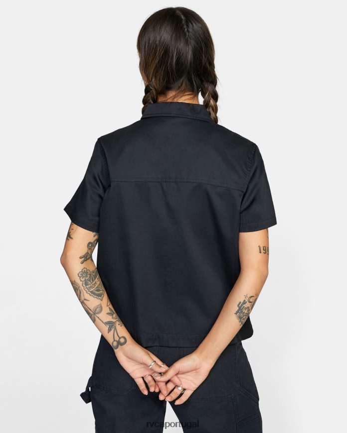 roupas RVCA mulheres camisa manga curta recessão preto N00F2H825