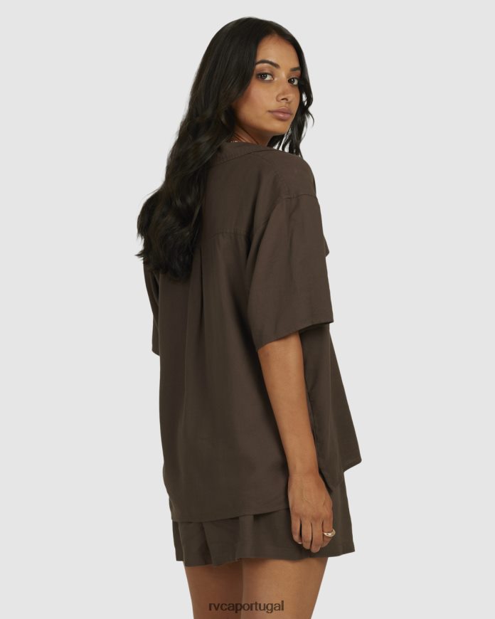 roupas RVCA mulheres camiseta com cafeína café N00F2H1343